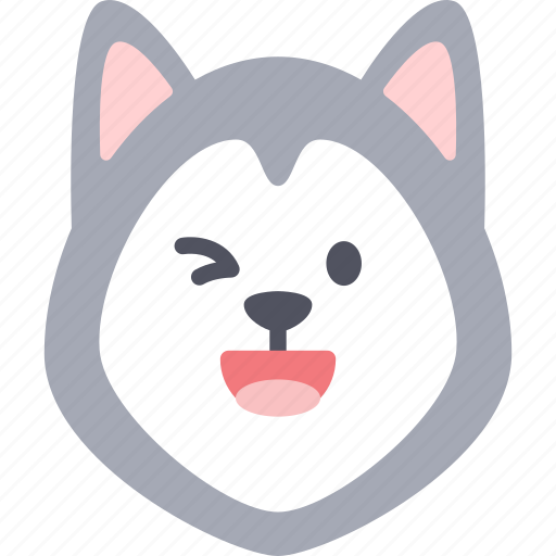 Laughing, dog, emoticon, siberian husky, emoji, emotion, expression icon - Download on Iconfinder