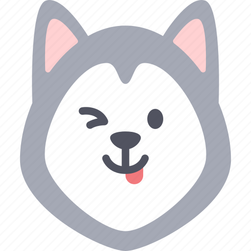 Naughty, dog, siberian husky, emoji, emotion, expression, feeling icon - Download on Iconfinder