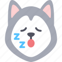 sleeping, dog, siberian husky, emoji, emotion, expression, feeling 