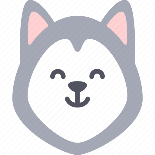 Smile, dog, emoticon, siberian husky, emoji, emotion, expression icon - Download on Iconfinder