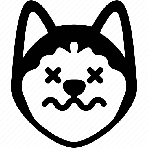 Dead, emoji, emotion, expression, face, feeling, siberian husky icon - Download on Iconfinder