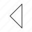 arrow, back, left, left triangle arrow, previous, return, thin stroke 