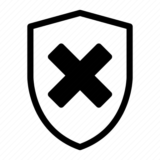 Cancel, shield, unsafe, error, close, cross, safety icon - Download on Iconfinder