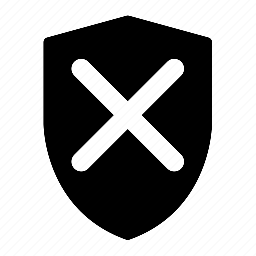 Cancel, shield, unsafe, protection, security, safety, cross icon - Download on Iconfinder