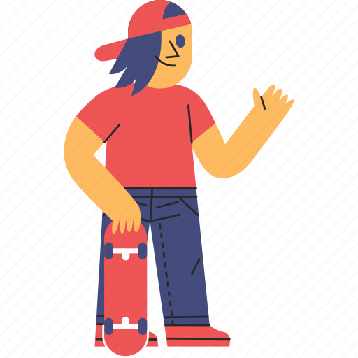 Skater, boy, style, long, hair, skateboard, skateboarding icon - Download on Iconfinder