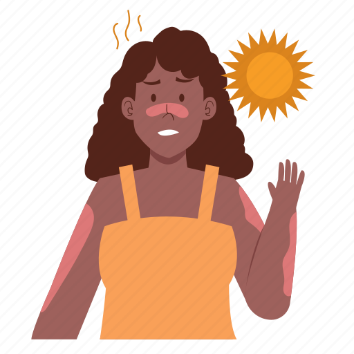 Sunburn, hot, sun, skin, woman, female, dermatology icon - Download on Iconfinder