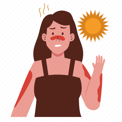 Sunburn, skin, woman, female, dermatology, skincare, uv icon - Download on Iconfinder