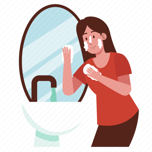 Wash, face, soap, face wash, clean, hygiene, woman icon - Download on Iconfinder