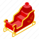 santa, delivery, sleigh, isometric