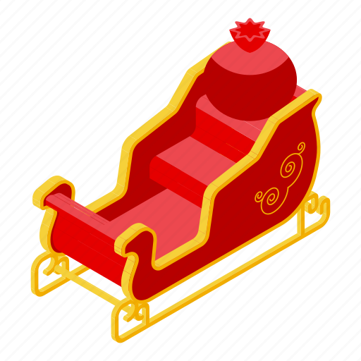 Santa, delivery, sleigh, isometric icon - Download on Iconfinder
