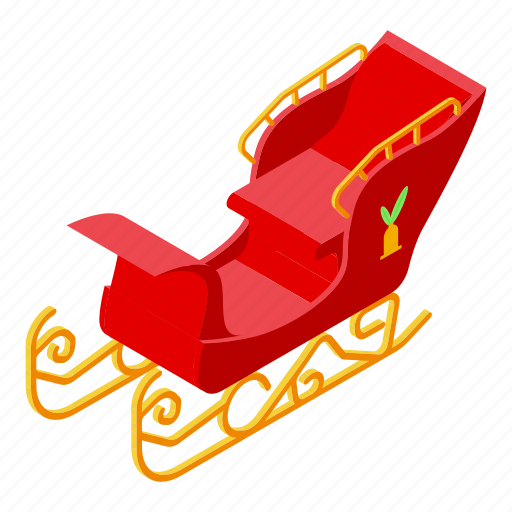 Red, santa, claus, sleigh, isometric icon - Download on Iconfinder