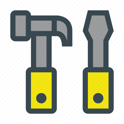Hammer, screwdriver, slotted, tool, tools icon - Download on Iconfinder