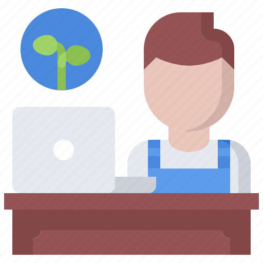 Farm, farmer, garden, laptop, man, smart, table icon - Download on Iconfinder
