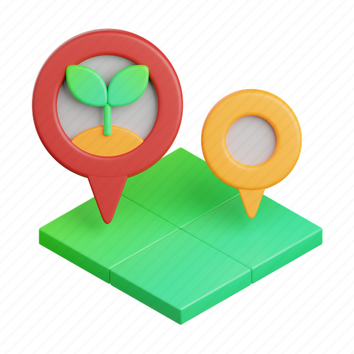 Farm, field, agriculture, farming, gardening, nature, maps 3D illustration - Download on Iconfinder