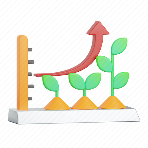 Grow, plant, growth, graph, statistics, analytics, chart 3D illustration - Download on Iconfinder