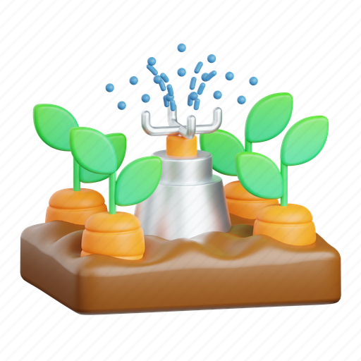 Sprinkler, watering, water, farm, gardening, plant, spray 3D illustration - Download on Iconfinder