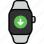 download, transfer, data, arrow, down, smart watch, wrist 
