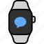 message, speech bubble, text, speech, talk, smart watch, gadget 