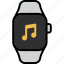 music, note, sound, melody, smart watch, wrist, gadget 