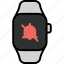 notification, off, alarm, ring, bell, smart watch, gadget 