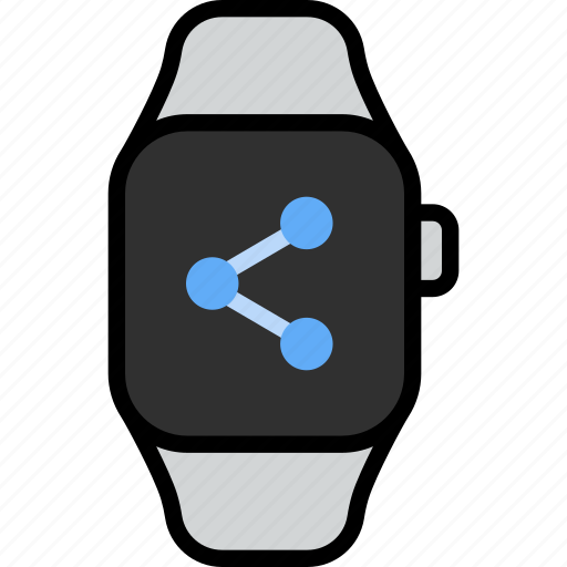 Share, connection, dots, communication, smart watch, wrist, tracker icon - Download on Iconfinder