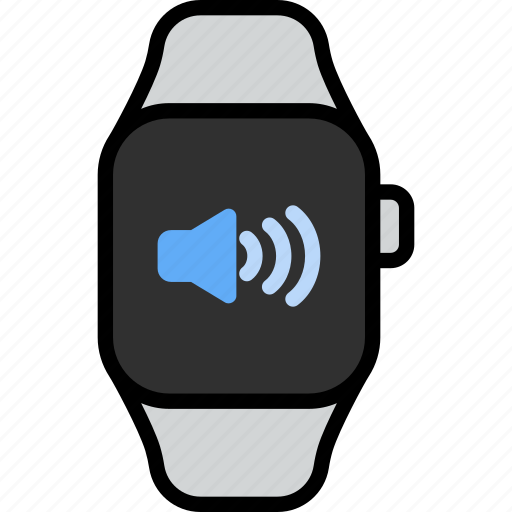 Sound on, up, volume, speaker, plus, smart watch, wrist icon - Download on Iconfinder