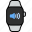 sound on, up, volume, speaker, plus, smart watch, wrist 