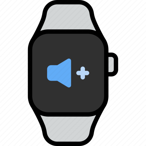 Sound on, up, volume, speaker, plus, smart watch, gadget icon - Download on Iconfinder