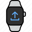 upload, arrow, up, transfer, send, smart watch, gadget 