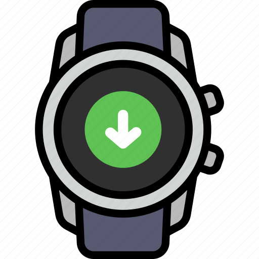Download, transfer, data, arrow, down, smart watch, gadget icon - Download on Iconfinder
