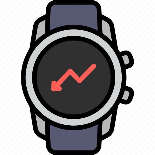 Graph, down, arrow, point, data, information, smart watch icon - Download on Iconfinder