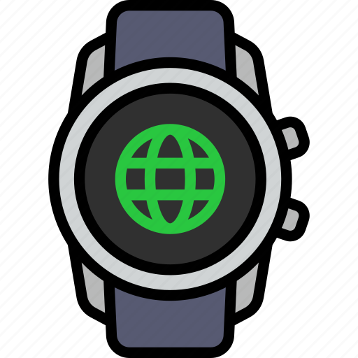 Internet, connection, globe, network, web, smart watch, gadget icon - Download on Iconfinder