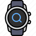 magnifier, search, find, research, look, smart watch, gadget