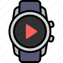play, button, arrow, music, smart watch, gadget, tracker