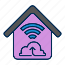 upload, arrow, cloud, home, house, signal, wifi