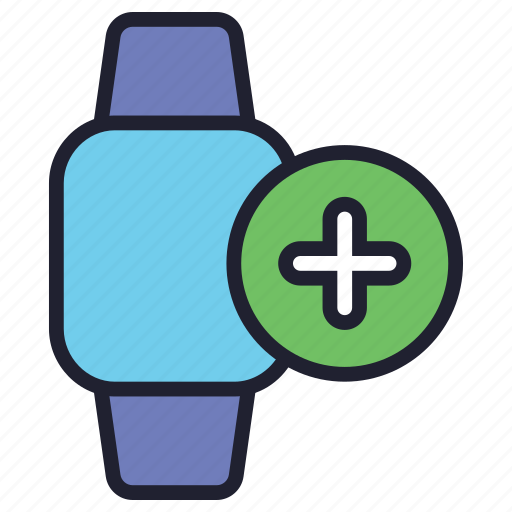 Smartwatch, watch, device, technology, wristwatch, time, add icon - Download on Iconfinder