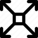 arrow, direction, expand, orientation, square