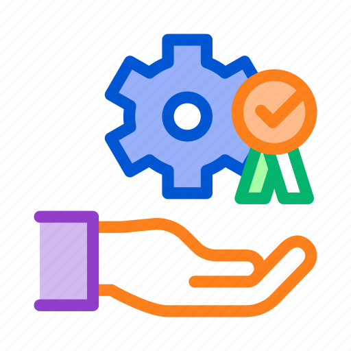 Achievement, gear, goal, hand, holding, medal, process icon - Download on Iconfinder