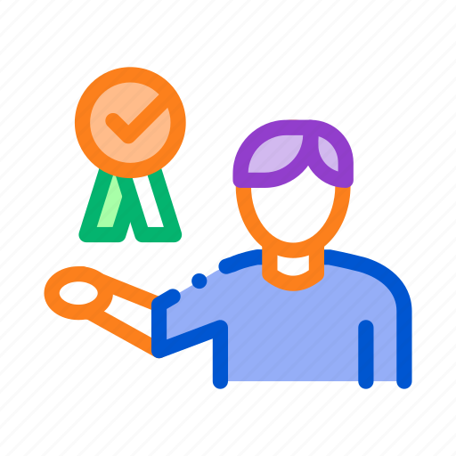 Businessman, employee, good, holding, job, medal, working icon - Download on Iconfinder