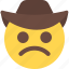 frowning, cowboy, emoticons, smiley 