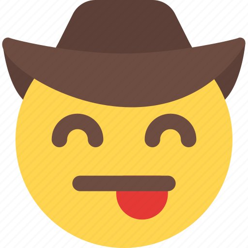 Tongue, smiling, eyes, cowboy, emoticons, smiley icon - Download on Iconfinder