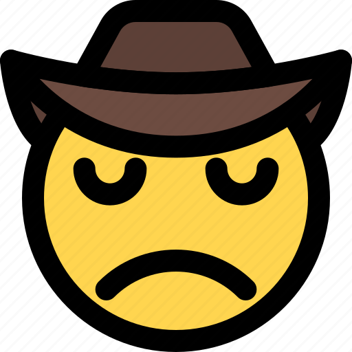 Sad, cowboy, emoticons, smiley, and, people icon - Download on Iconfinder