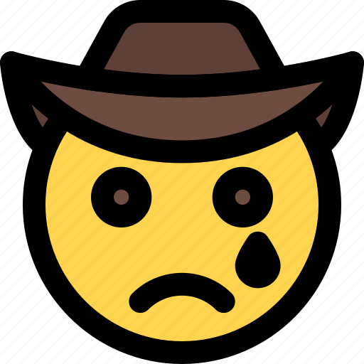 Tear, cowboy, emoticons, smiley, and, people icon - Download on Iconfinder