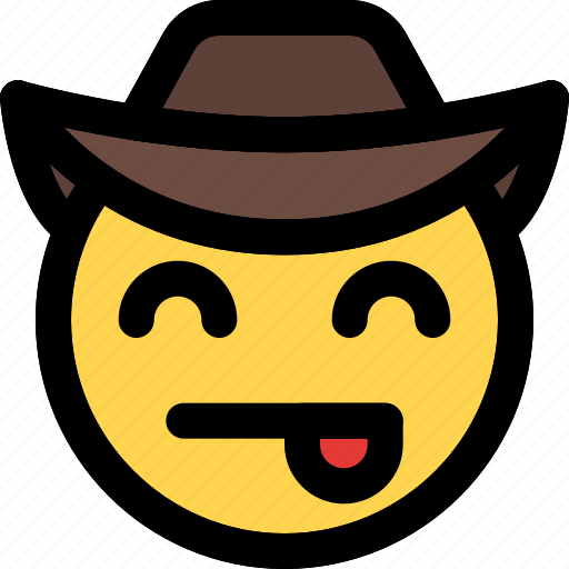 Tongue, smiling, eyes, cowboy, emoticons, smiley icon - Download on Iconfinder