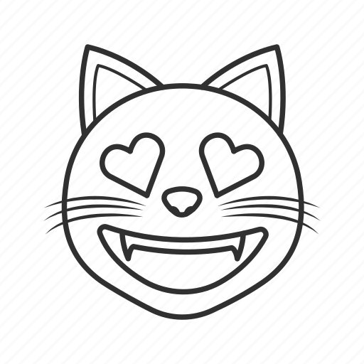 I Love Cats Heart Text Lettering. Black Cat Head Face Contour Silhouette  Icon. Line Pictogram. Cute Funny Cartoon Character Stock Vector -  Illustration of face, doodle: 85075572