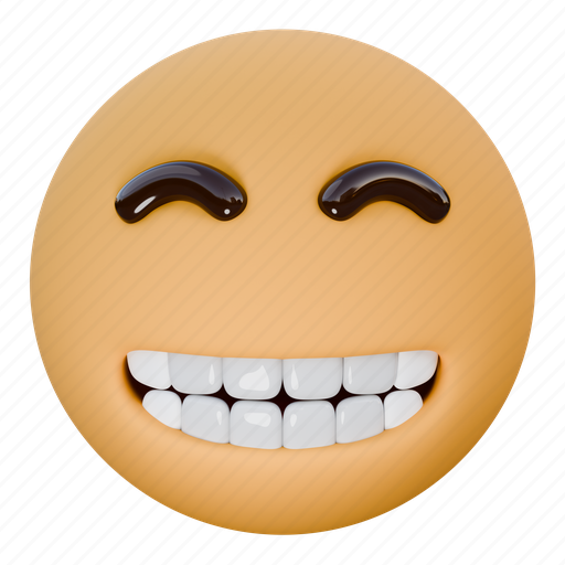 Grin, emoji, emoticon, expression, cute, affectionate, beaming face with smiling eyes 3D illustration - Download on Iconfinder