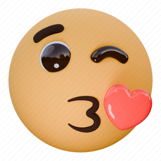 Winking, heart, love, emoji, emoticon, expression, cute 3D illustration - Download on Iconfinder