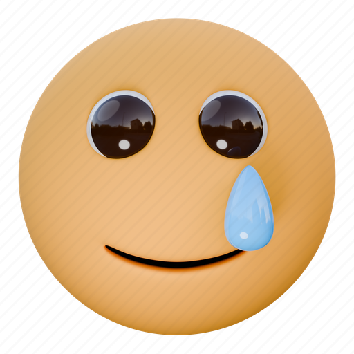 Sad, pain, emoji, emoticon, expression, affectionate, smiling face with tear 3D illustration - Download on Iconfinder