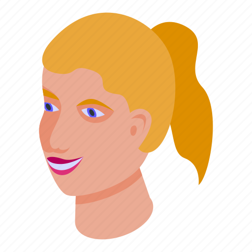 Happy, smiling, girl, isometric icon - Download on Iconfinder