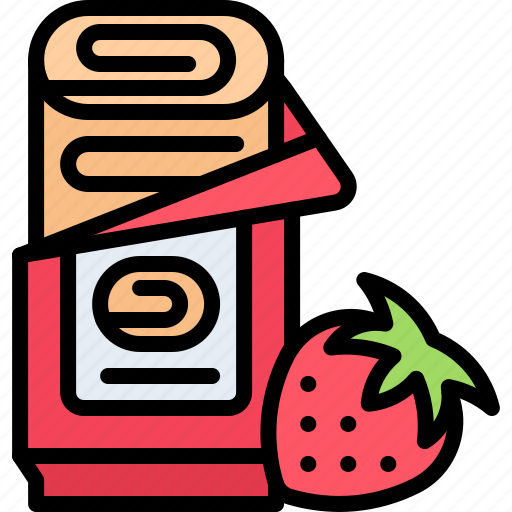Roll, strawberry, snack, food, shop icon - Download on Iconfinder
